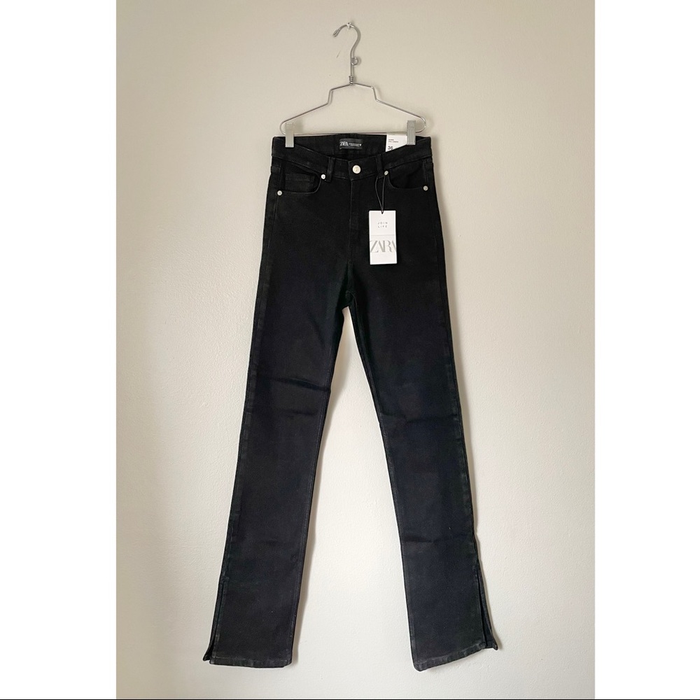 Zara NWT HIGH RISE SPLIT SKINNY JEANS size 4